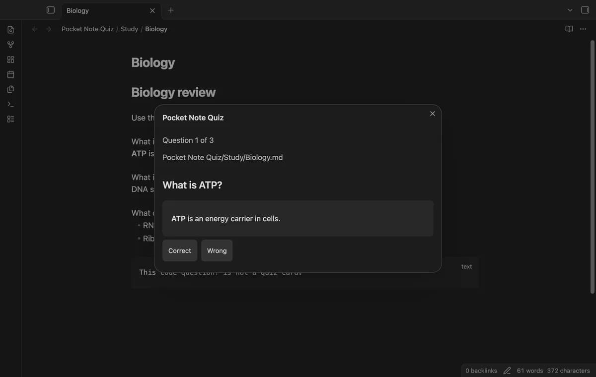 Pocket Note Quiz screenshot
