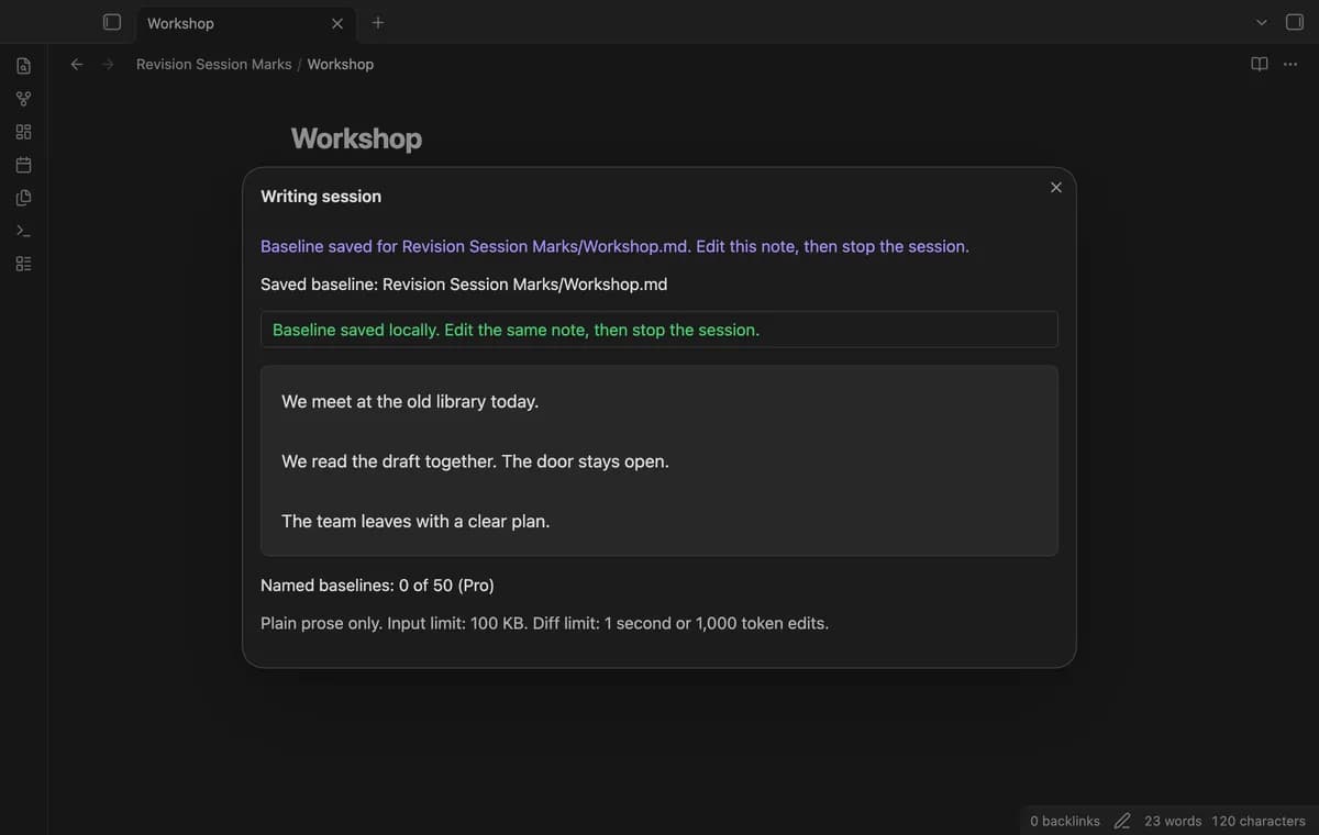 Revision Session Marks screenshot