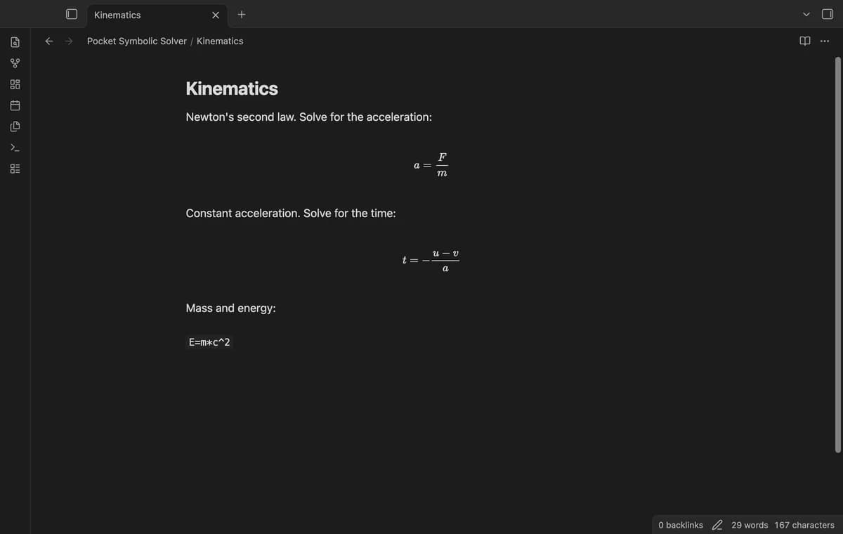 Pocket Symbolic Solver screenshot