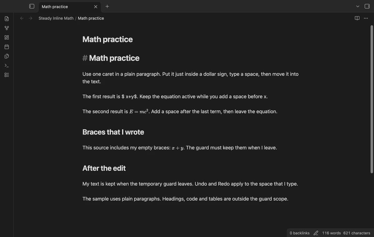 Steady Inline Math screenshot