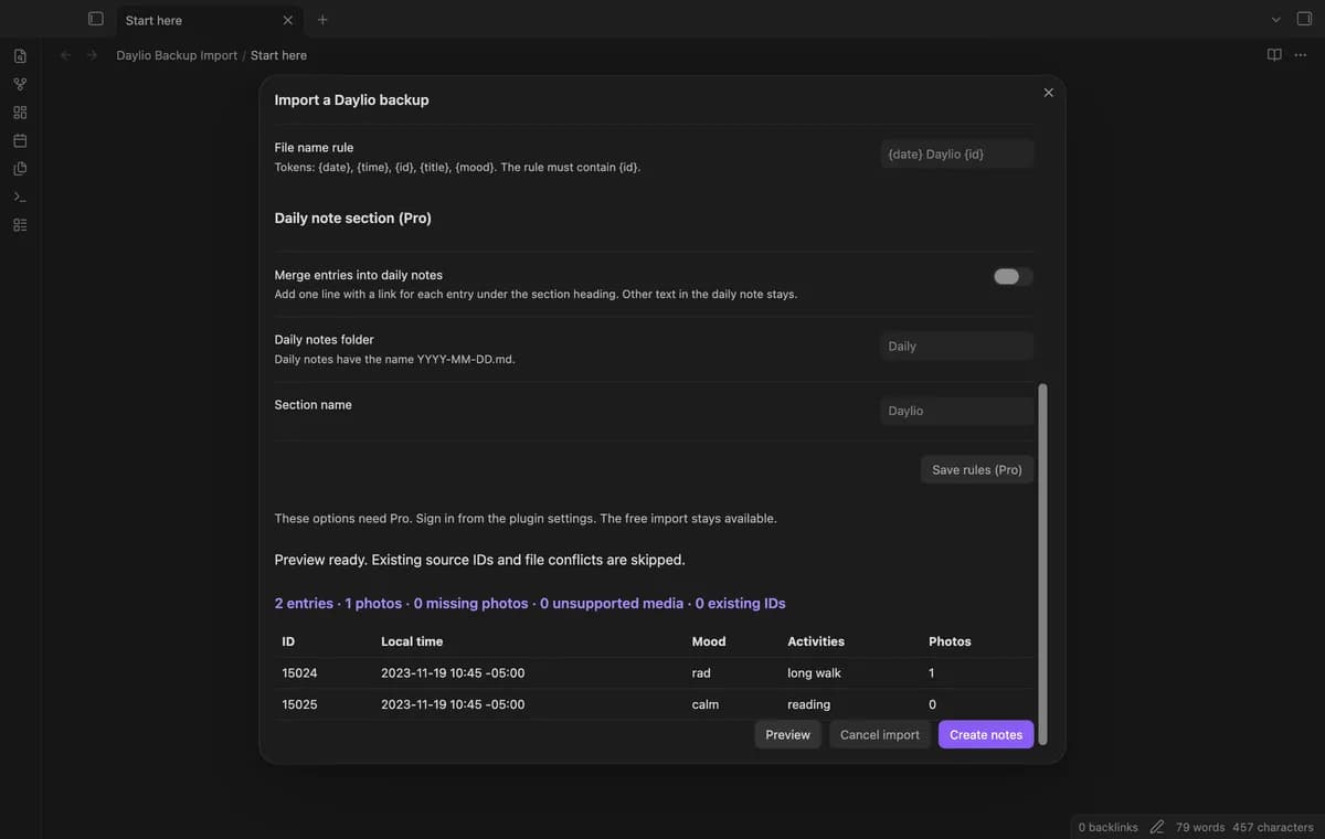 Daylio Backup Import screenshot