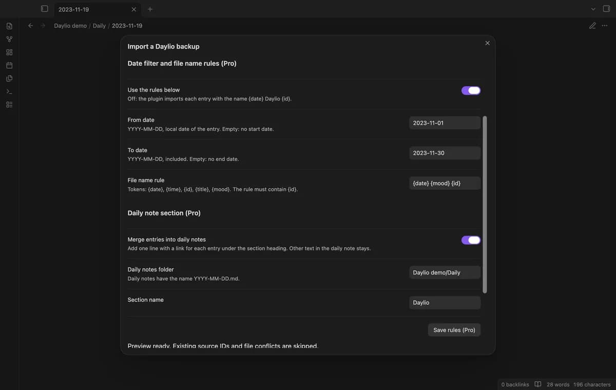 Daylio Backup Import screenshot