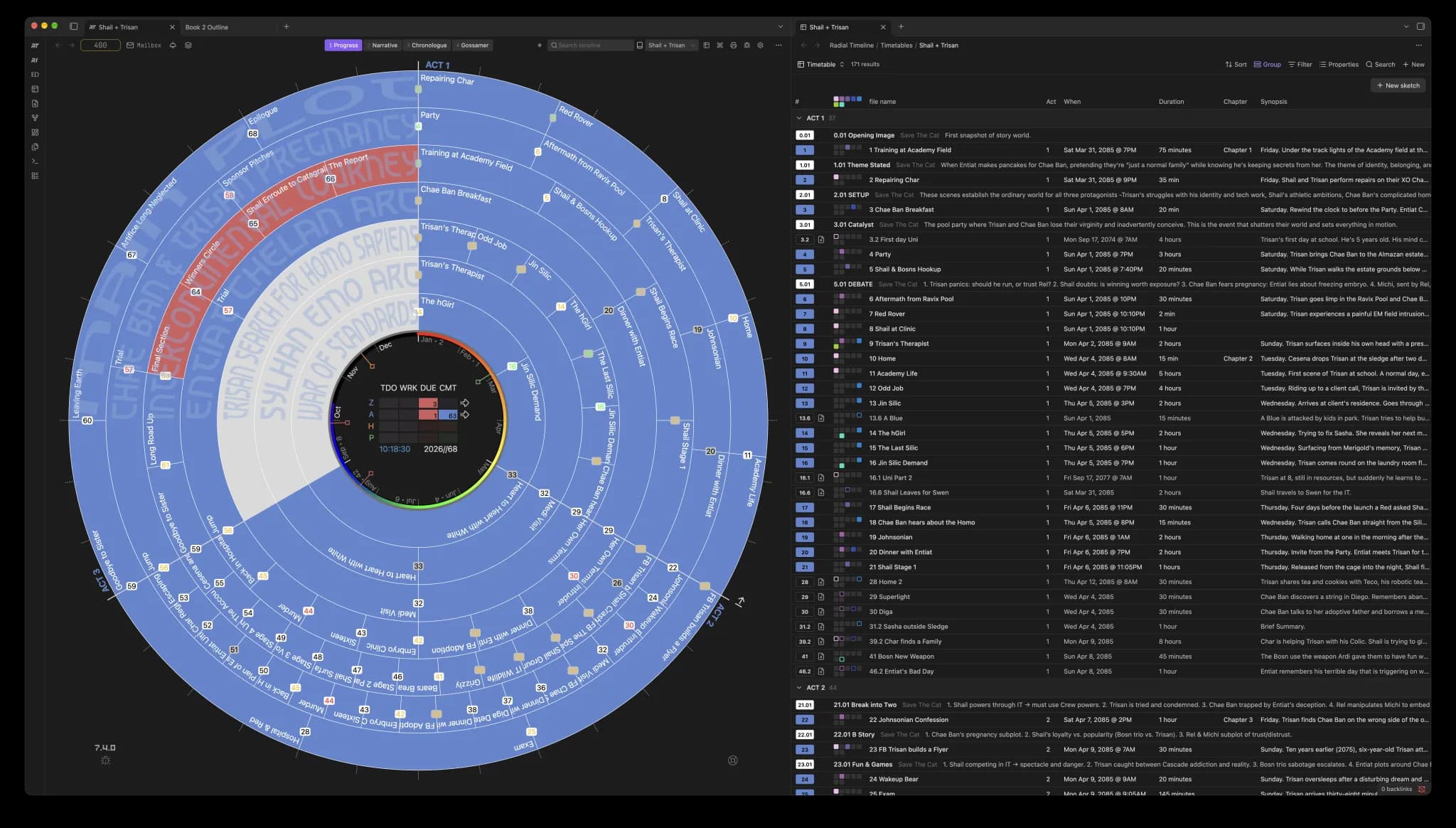 Radial timeline screenshot