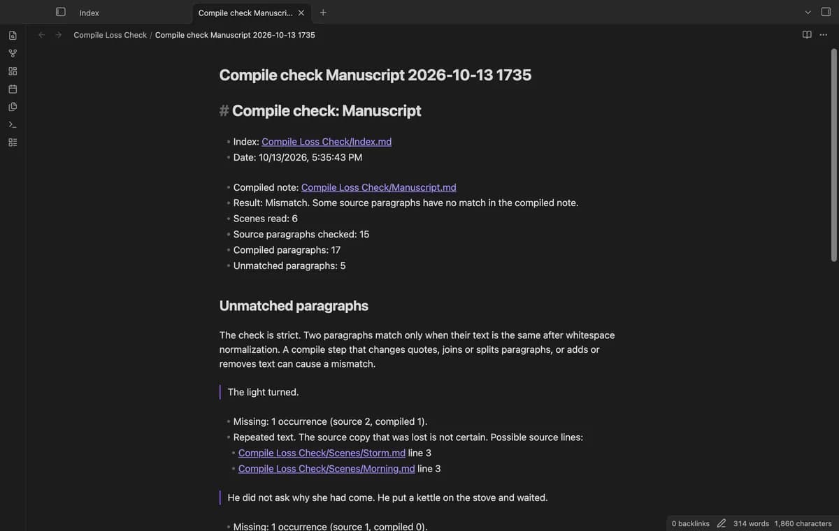 Compile Loss Check screenshot