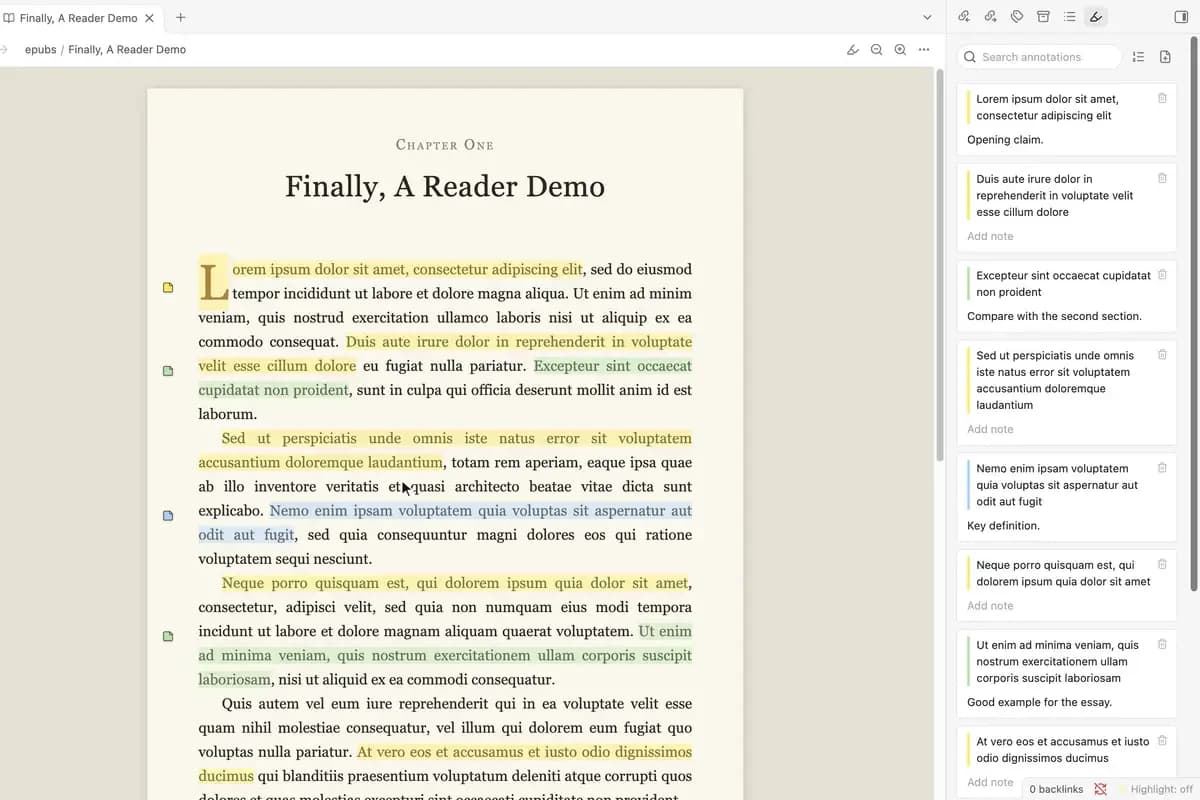 Finally A Reader screenshot