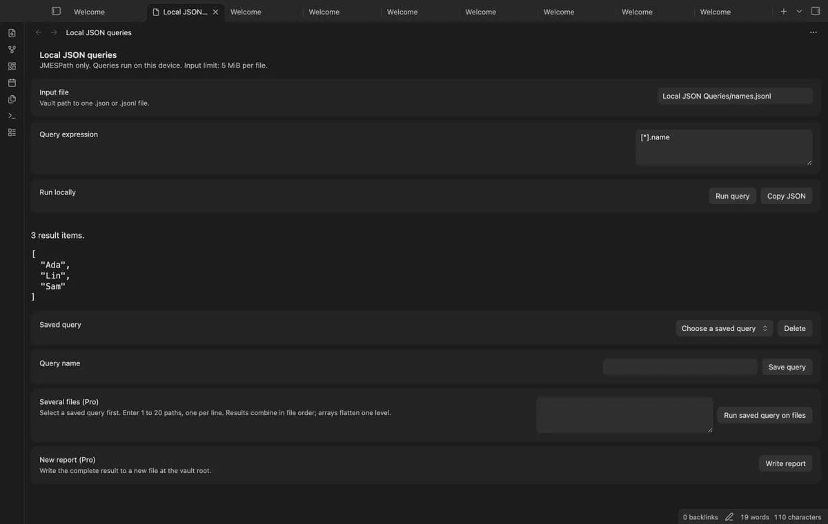 Local JSON Queries screenshot