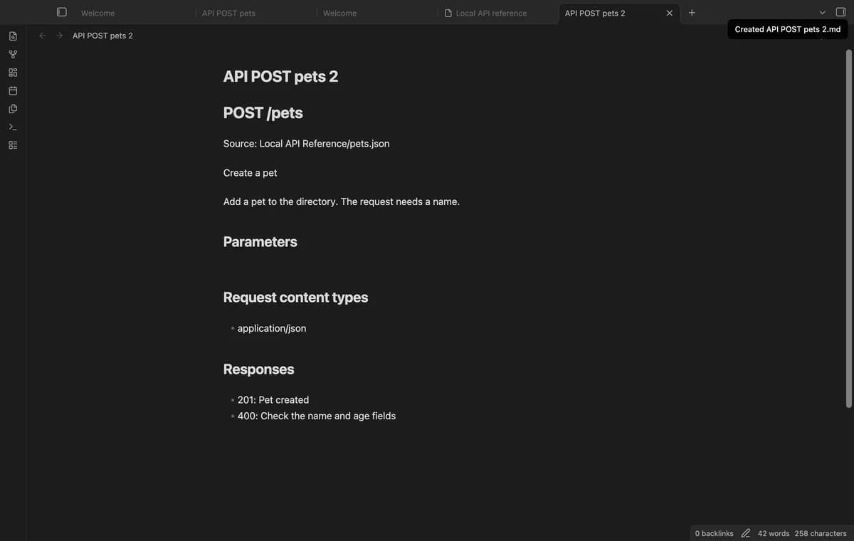 Local API Reference screenshot