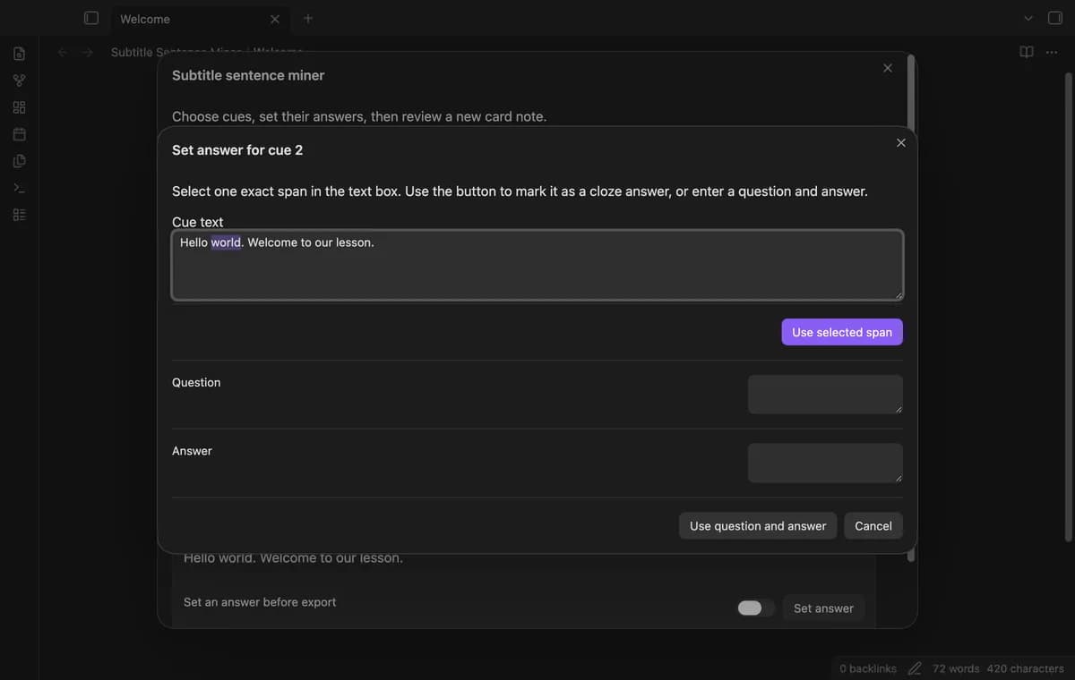 Subtitle Sentence Miner screenshot