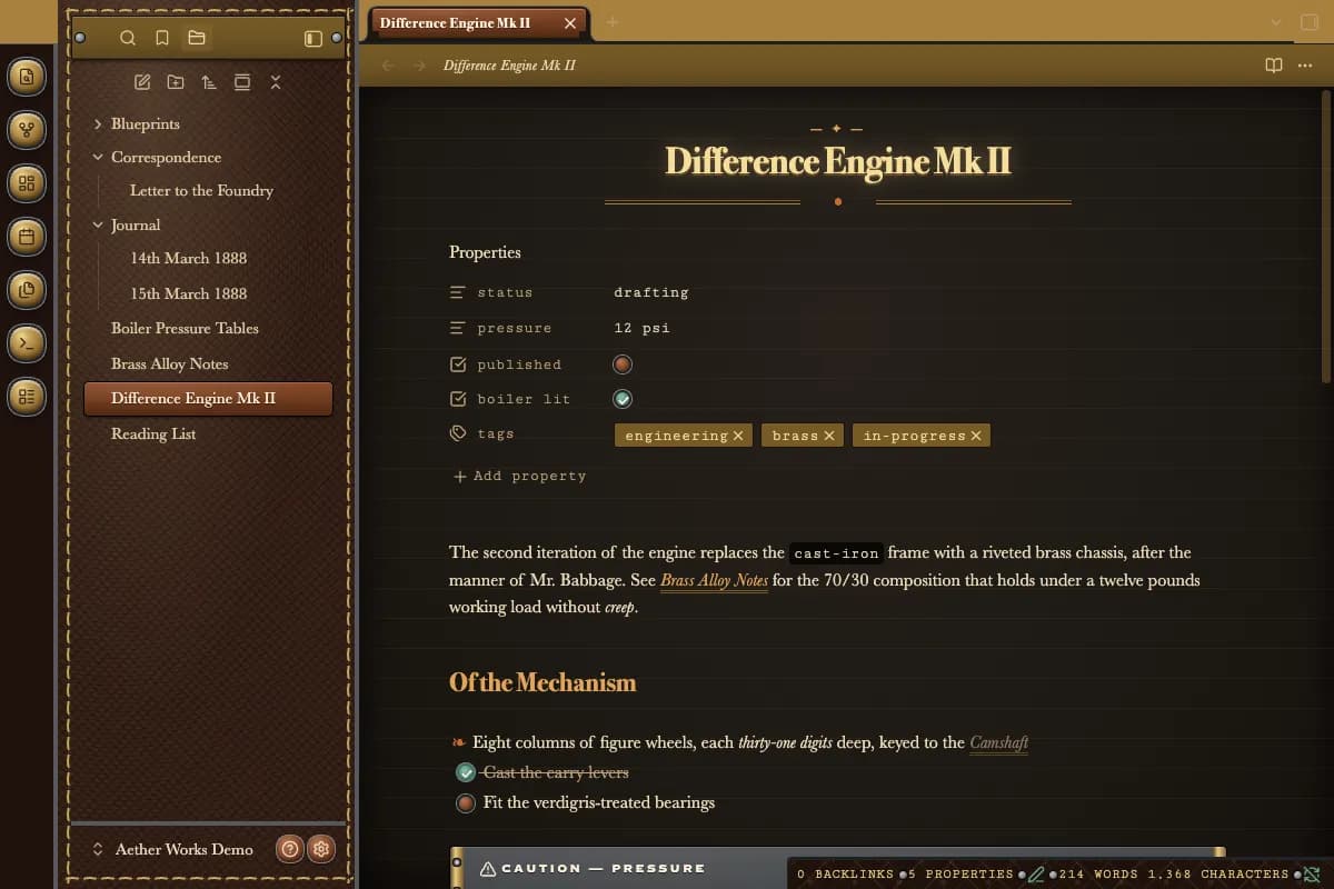Aether Works screenshot
