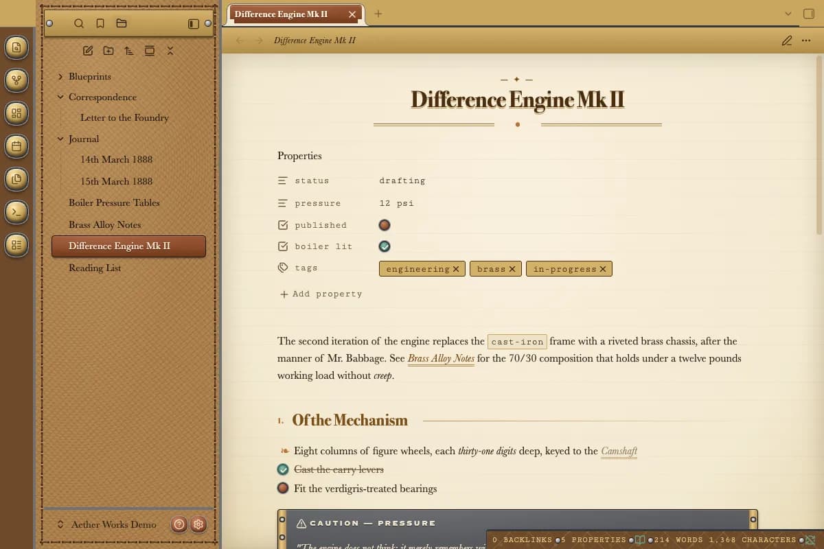 Aether Works screenshot