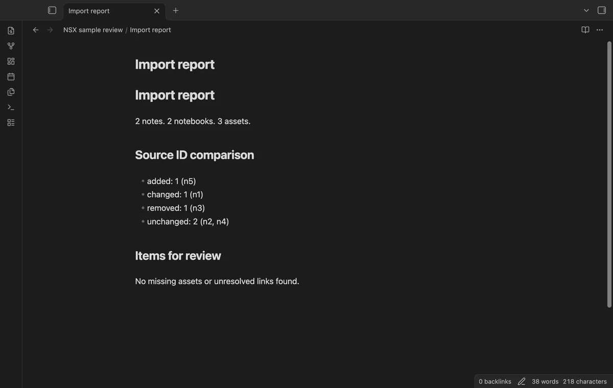 Note Station NSX Import screenshot