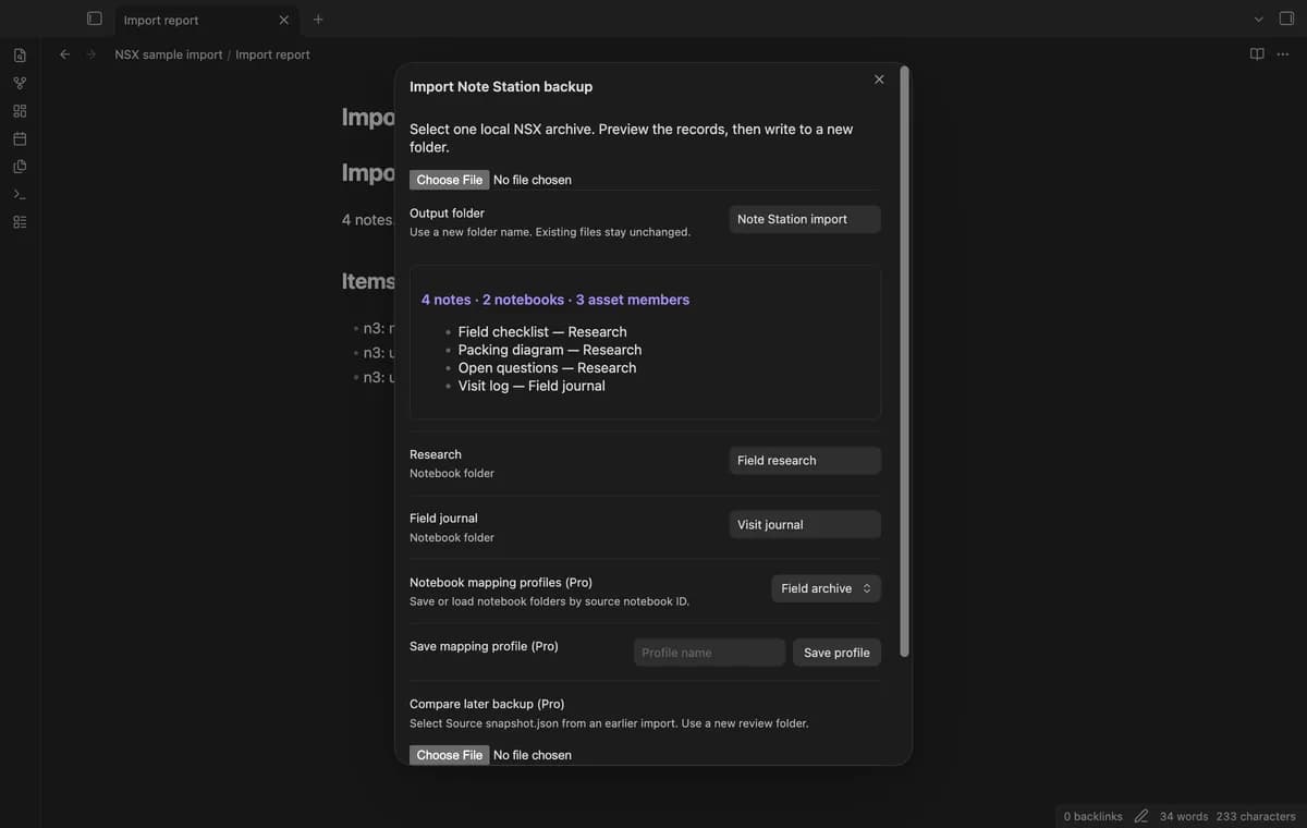 Note Station NSX Import screenshot