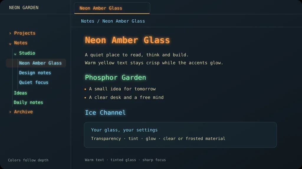 Neon Amber Glass screenshot