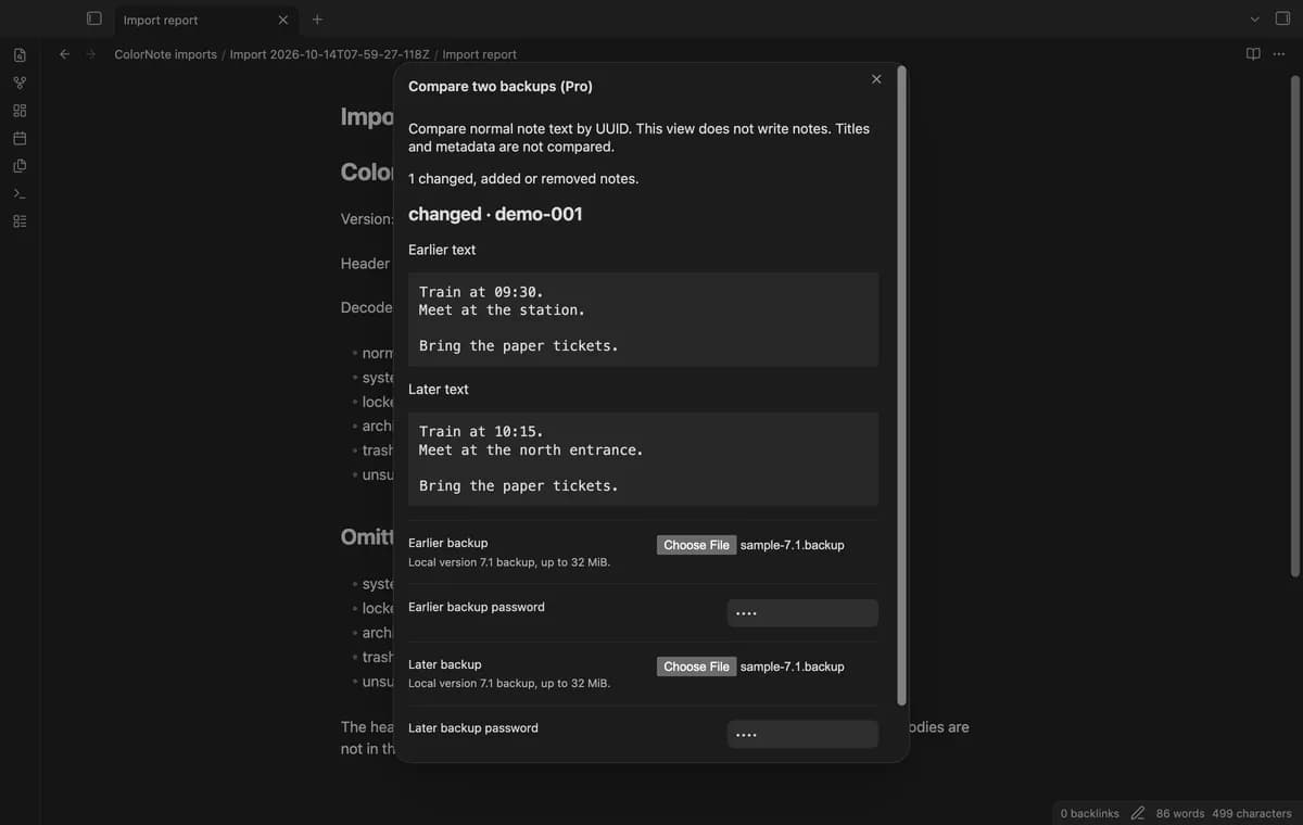 ColorNote Backup Import screenshot