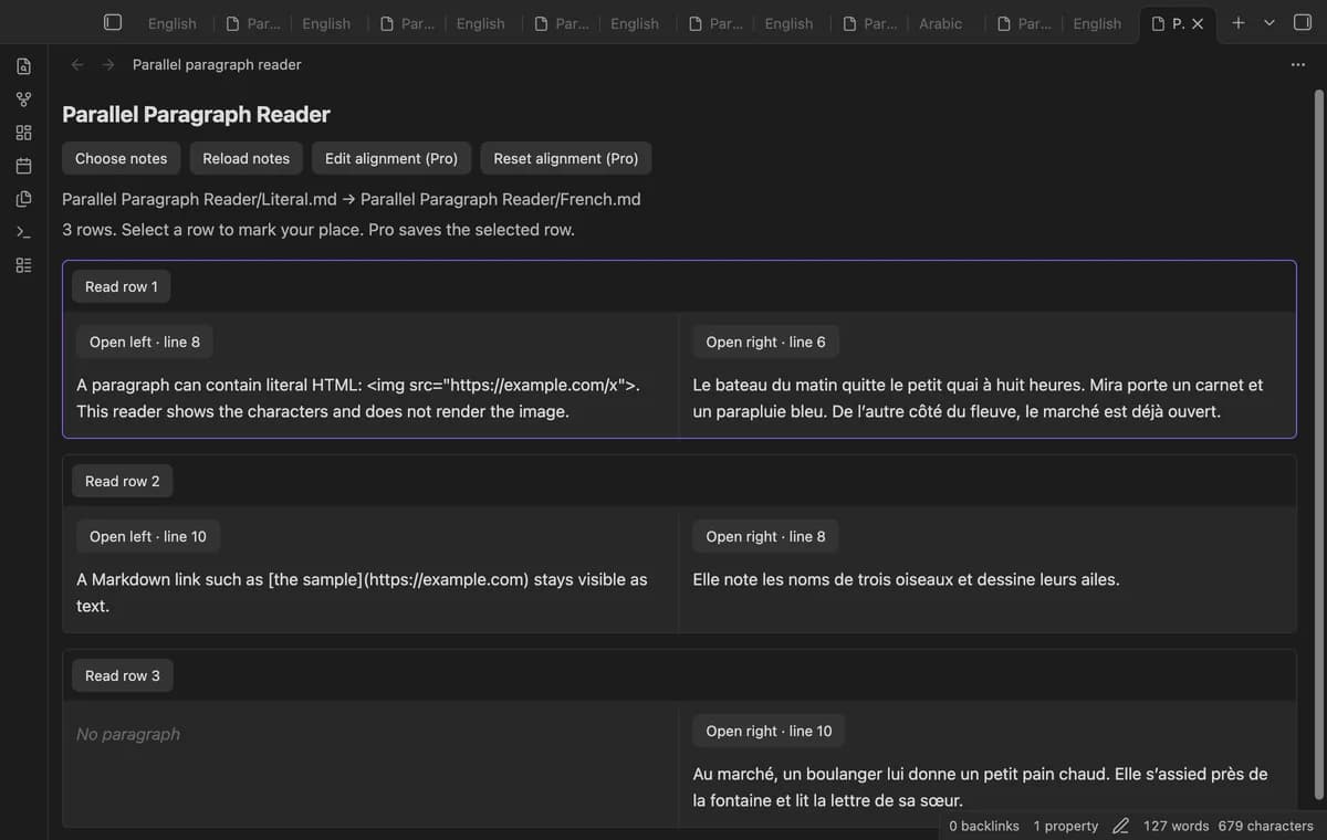 Parallel Paragraph Reader screenshot