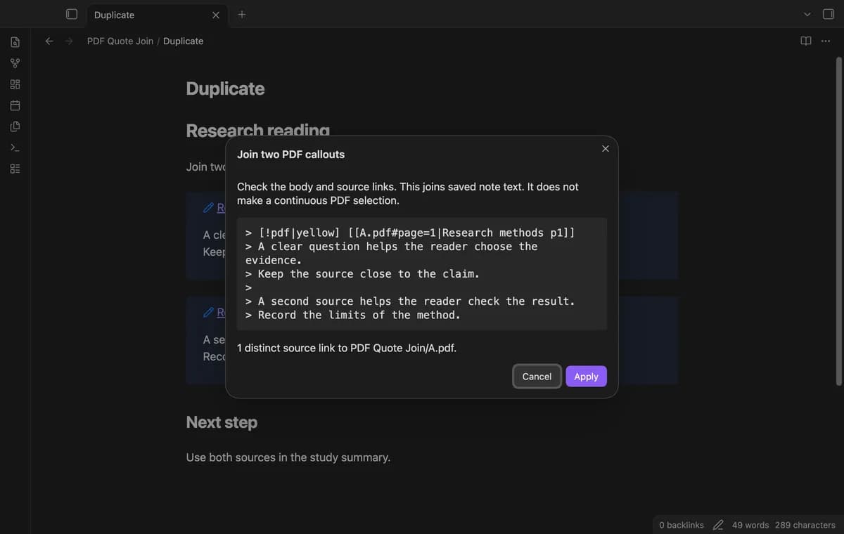 PDF Quote Join screenshot