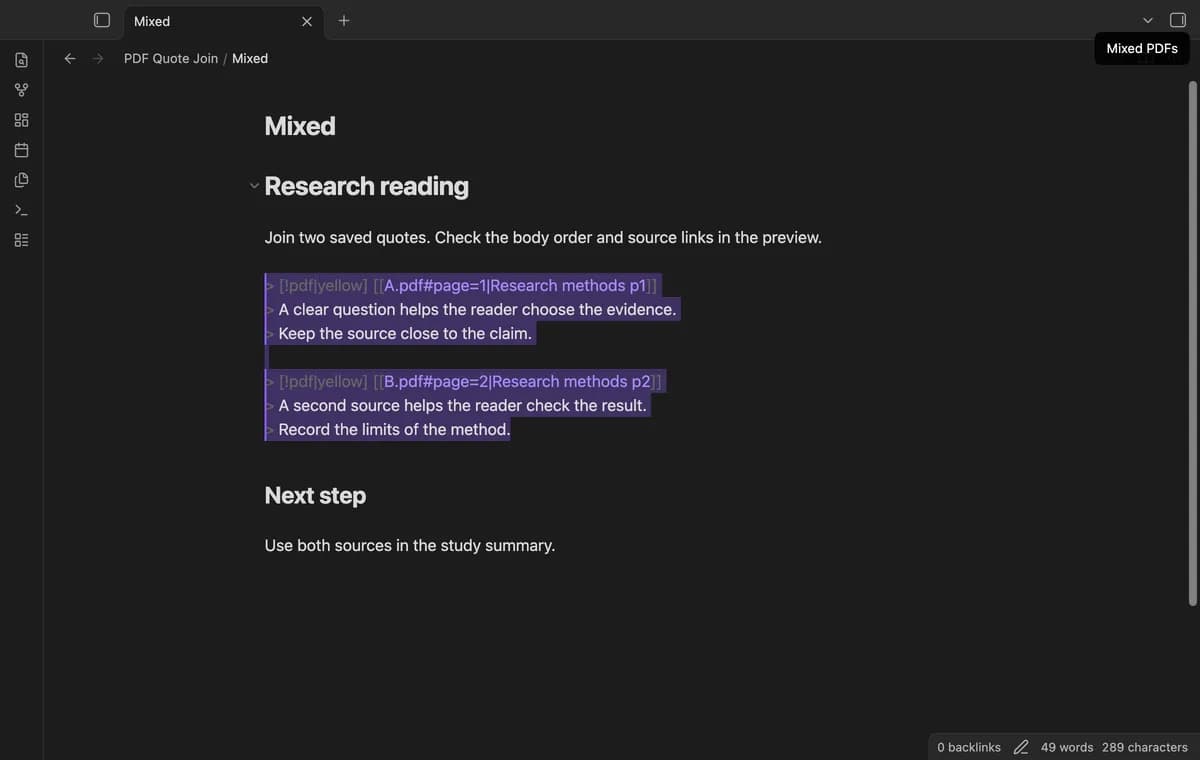 PDF Quote Join screenshot