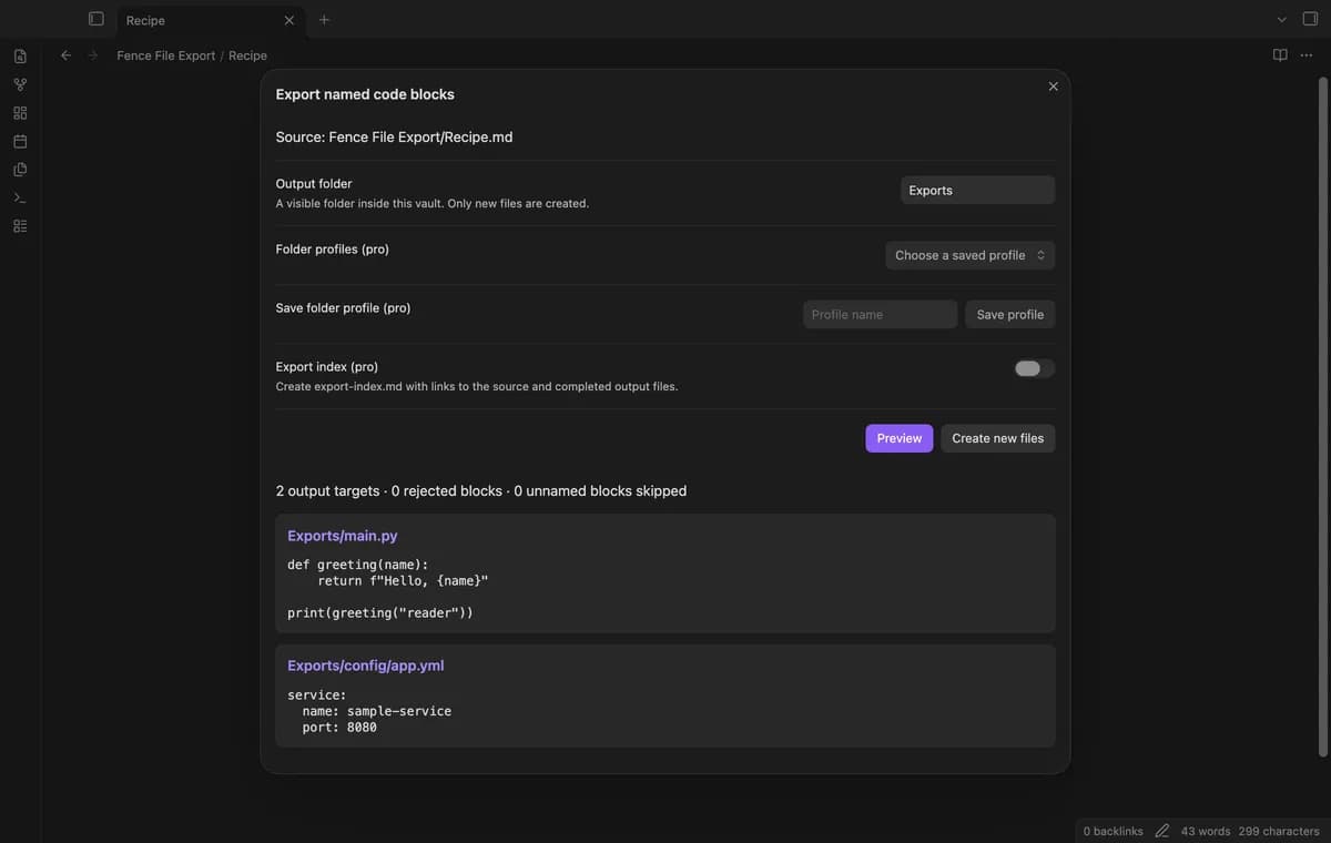 Fence File Export screenshot