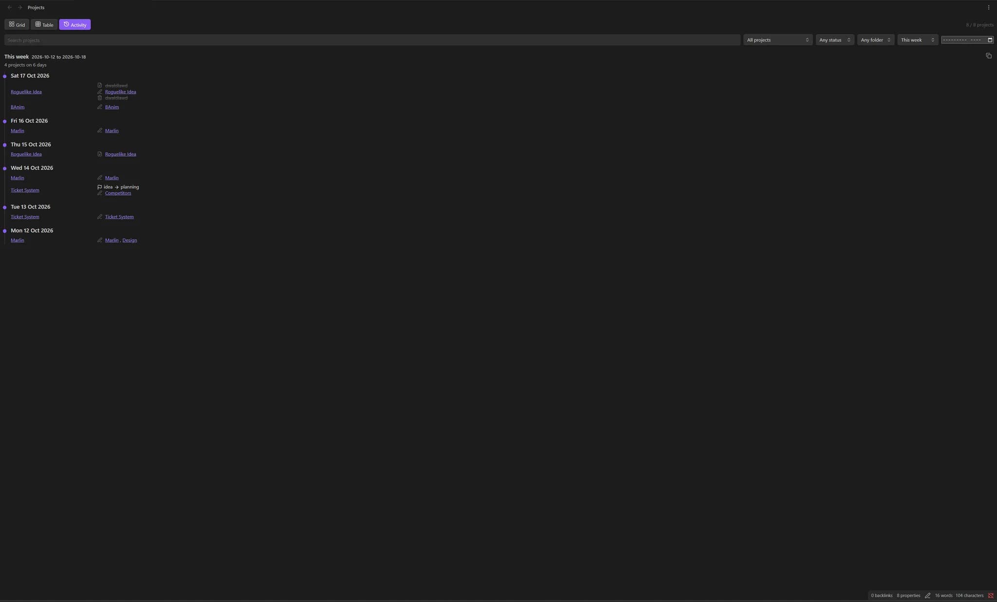 Projects System screenshot