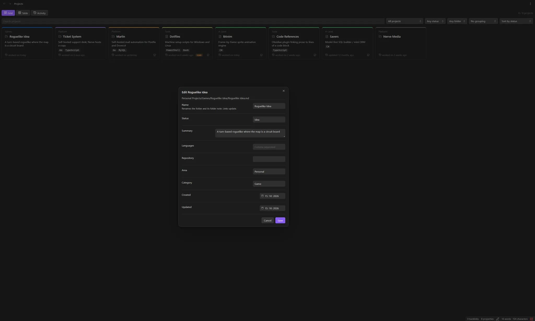 Projects System screenshot