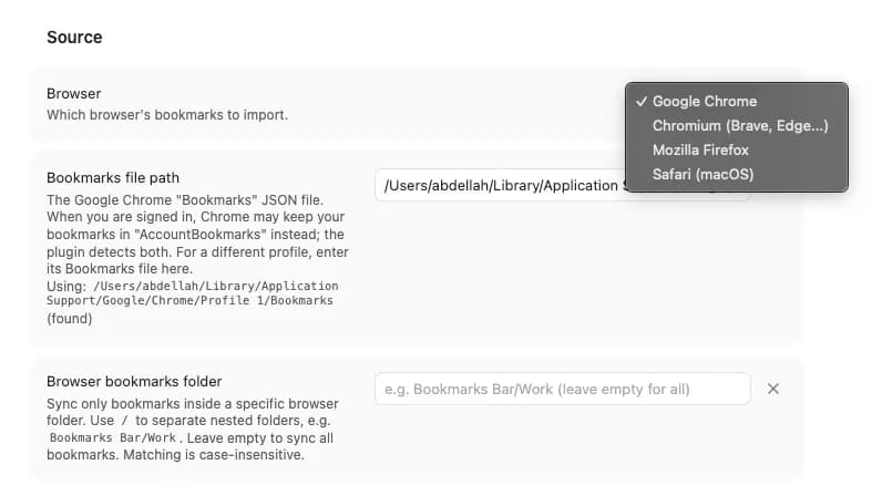 Bookmarks Sync screenshot