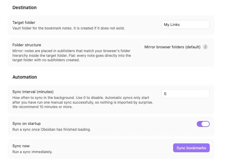 Bookmarks Sync screenshot