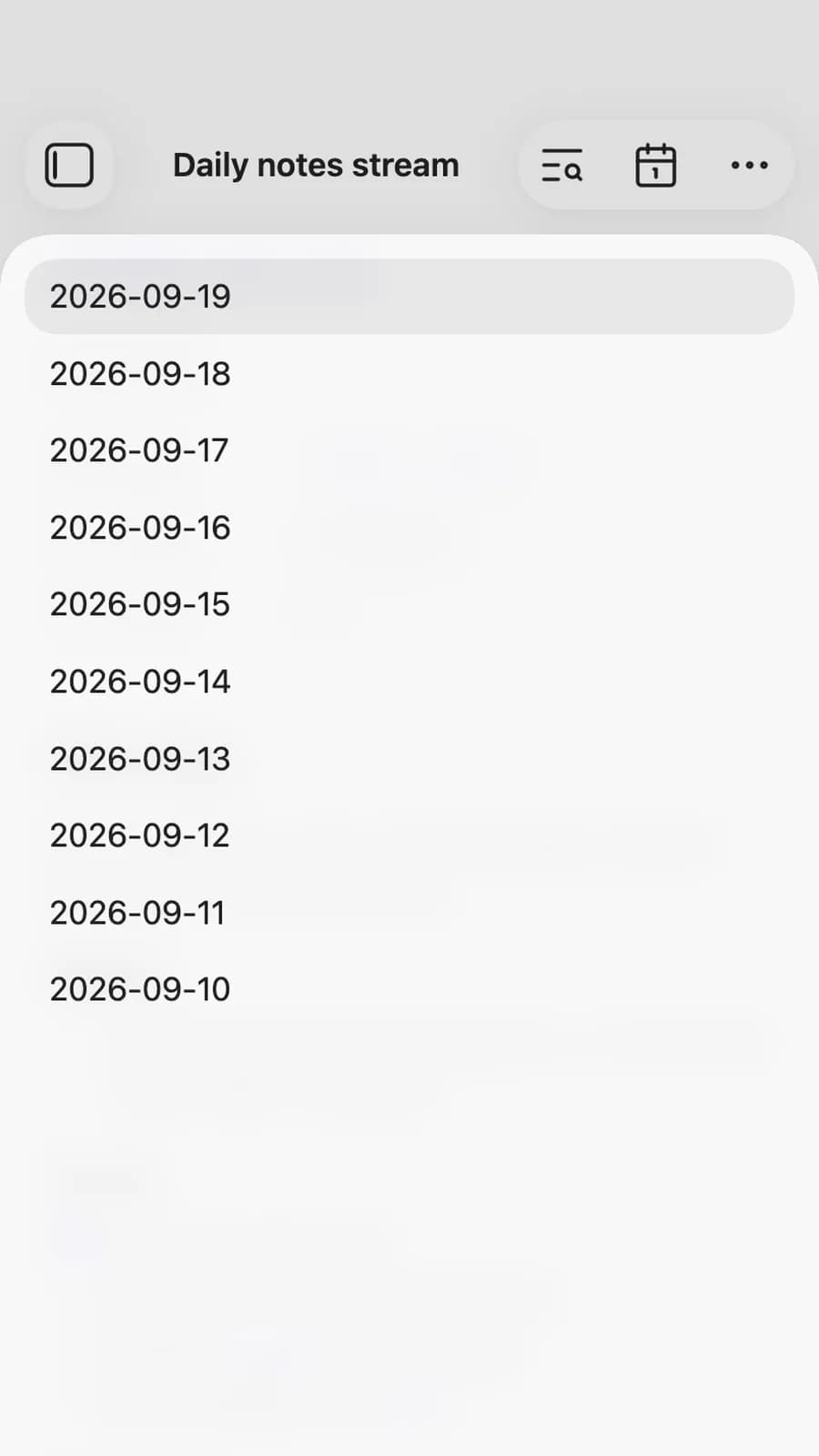 Daily notes stream screenshot