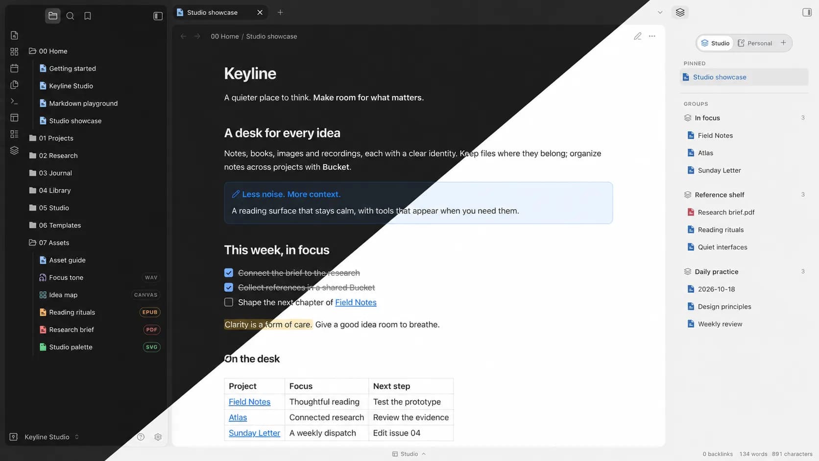 Keyline screenshot