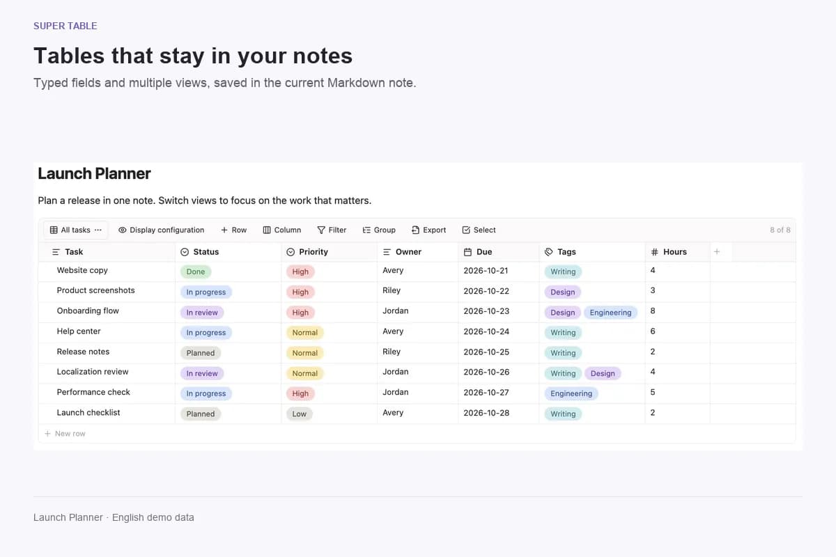 Super Table screenshot
