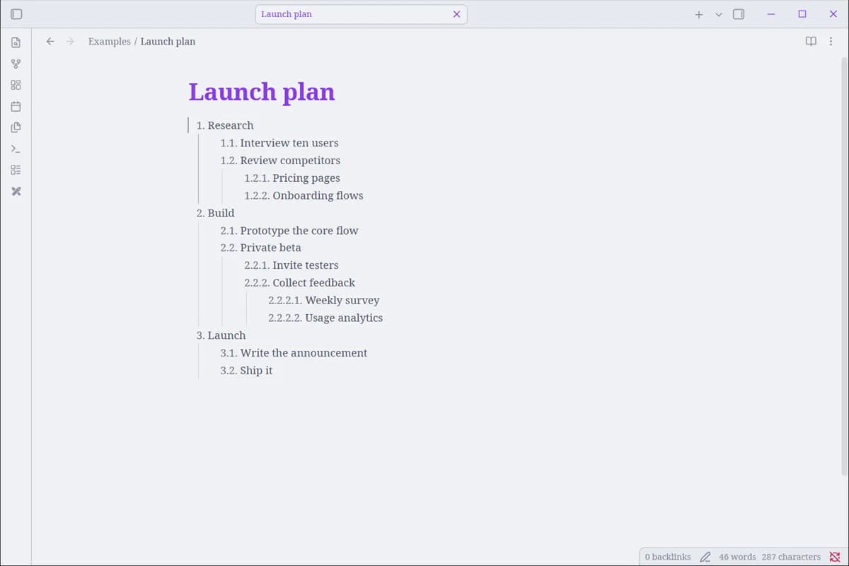Nested list numbers screenshot