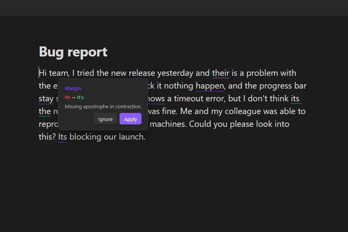 Margin AI Proofreader screenshot