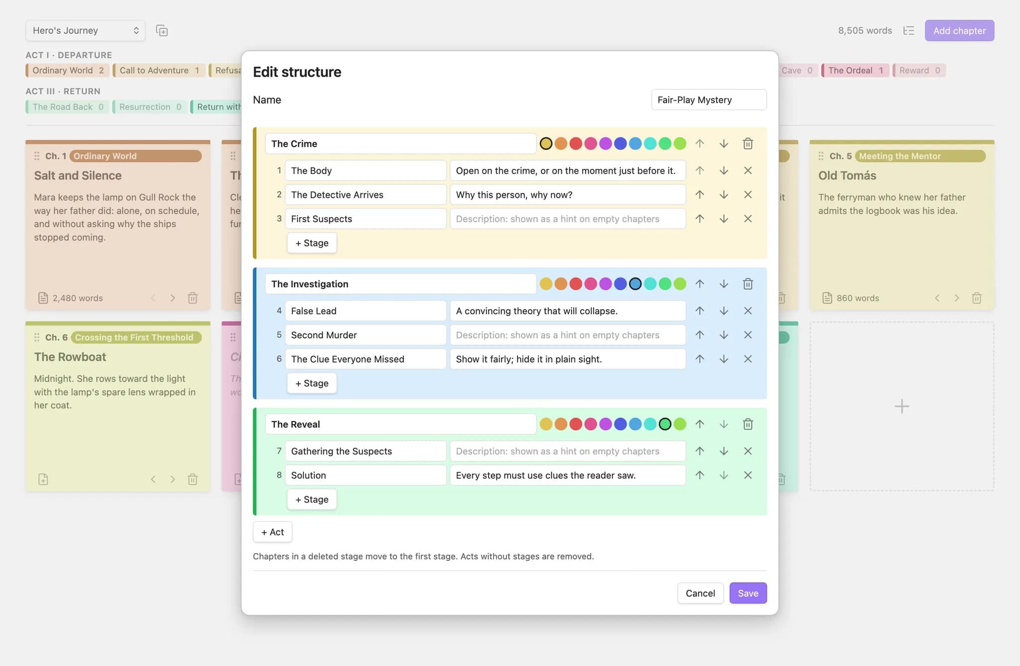 Novel Structure Board screenshot