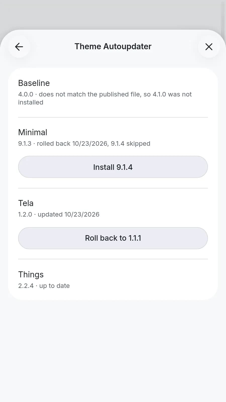 Theme Autoupdater screenshot