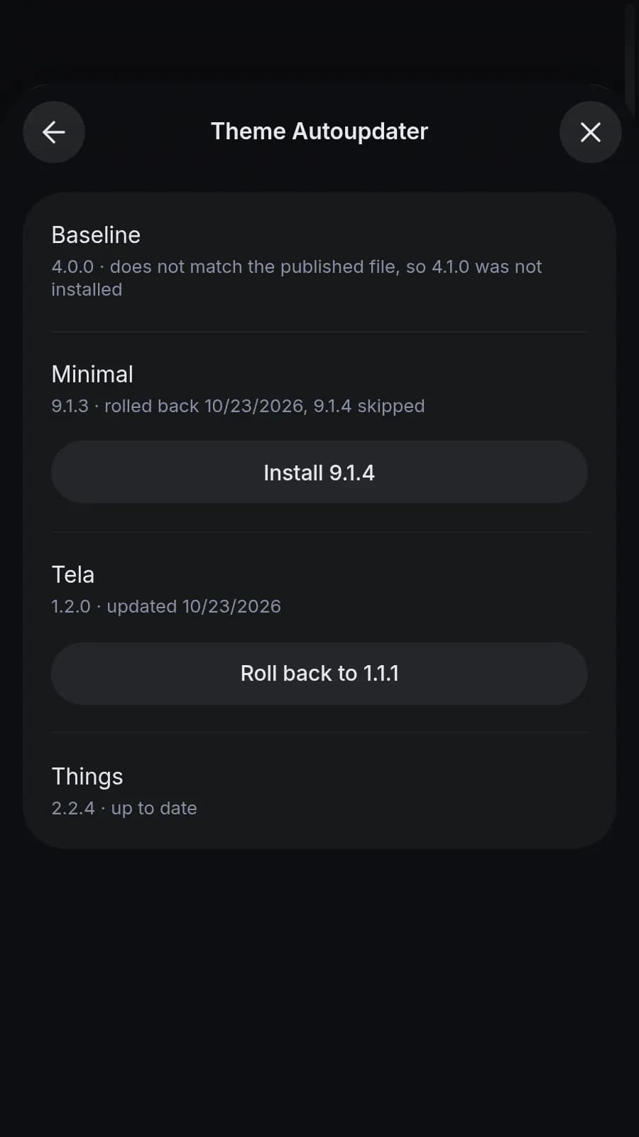 Theme Autoupdater screenshot