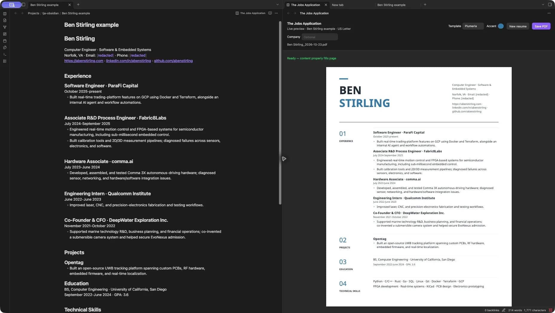 The Jobs Application screenshot