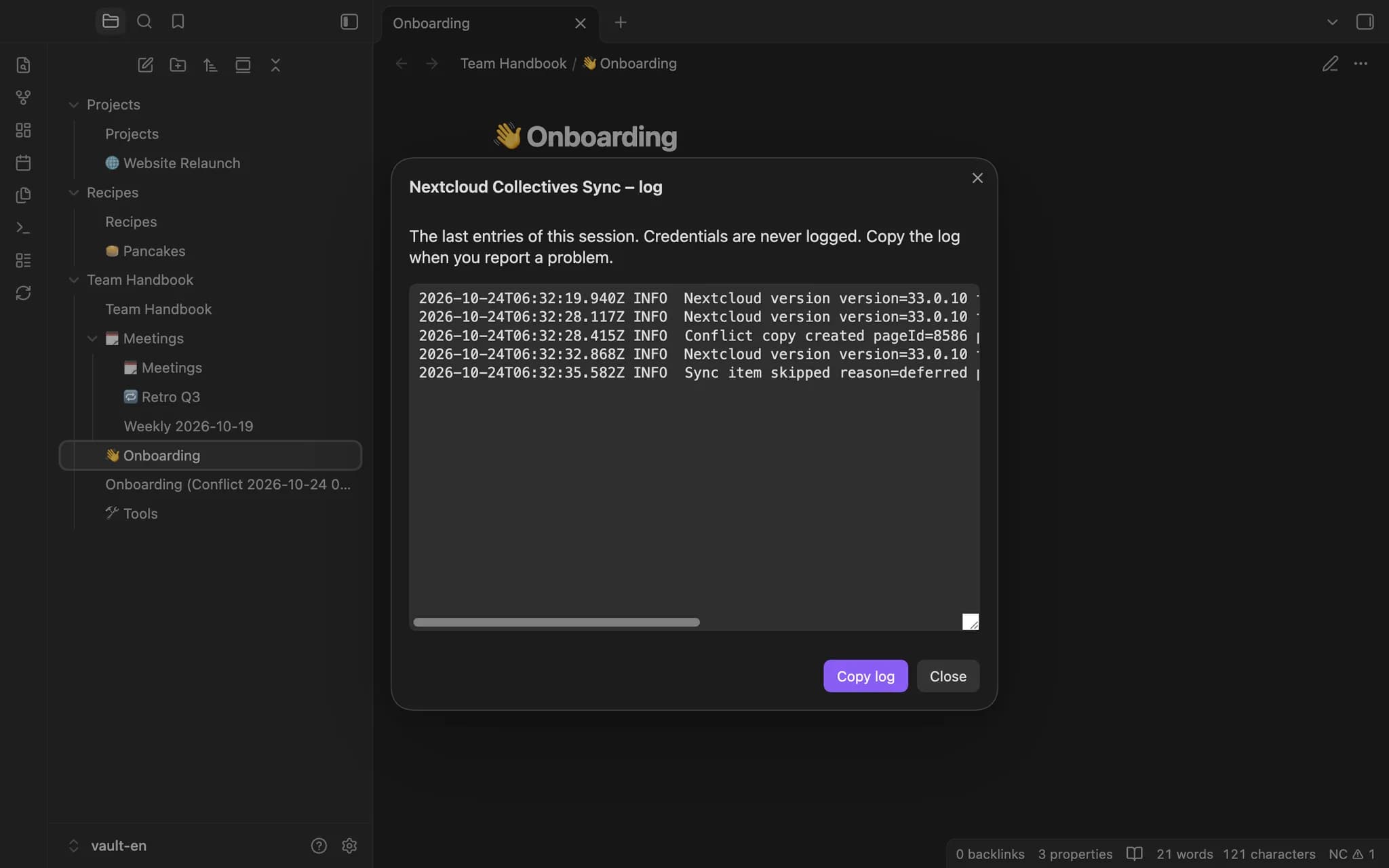 Nextcloud Collectives Sync - Obsidian Plugin
