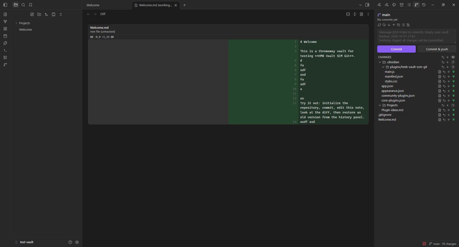 HMB Vault SCM Git - Obsidian Plugin