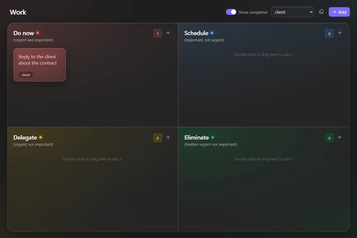 Eisenhower Post-its screenshot