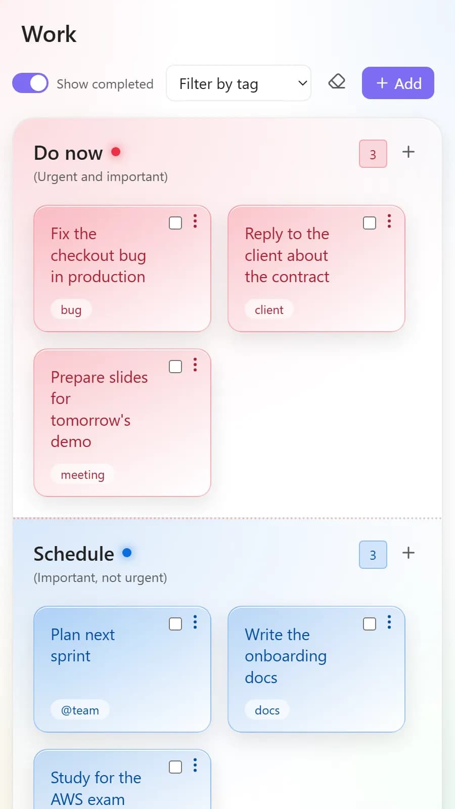 Eisenhower Post-its screenshot