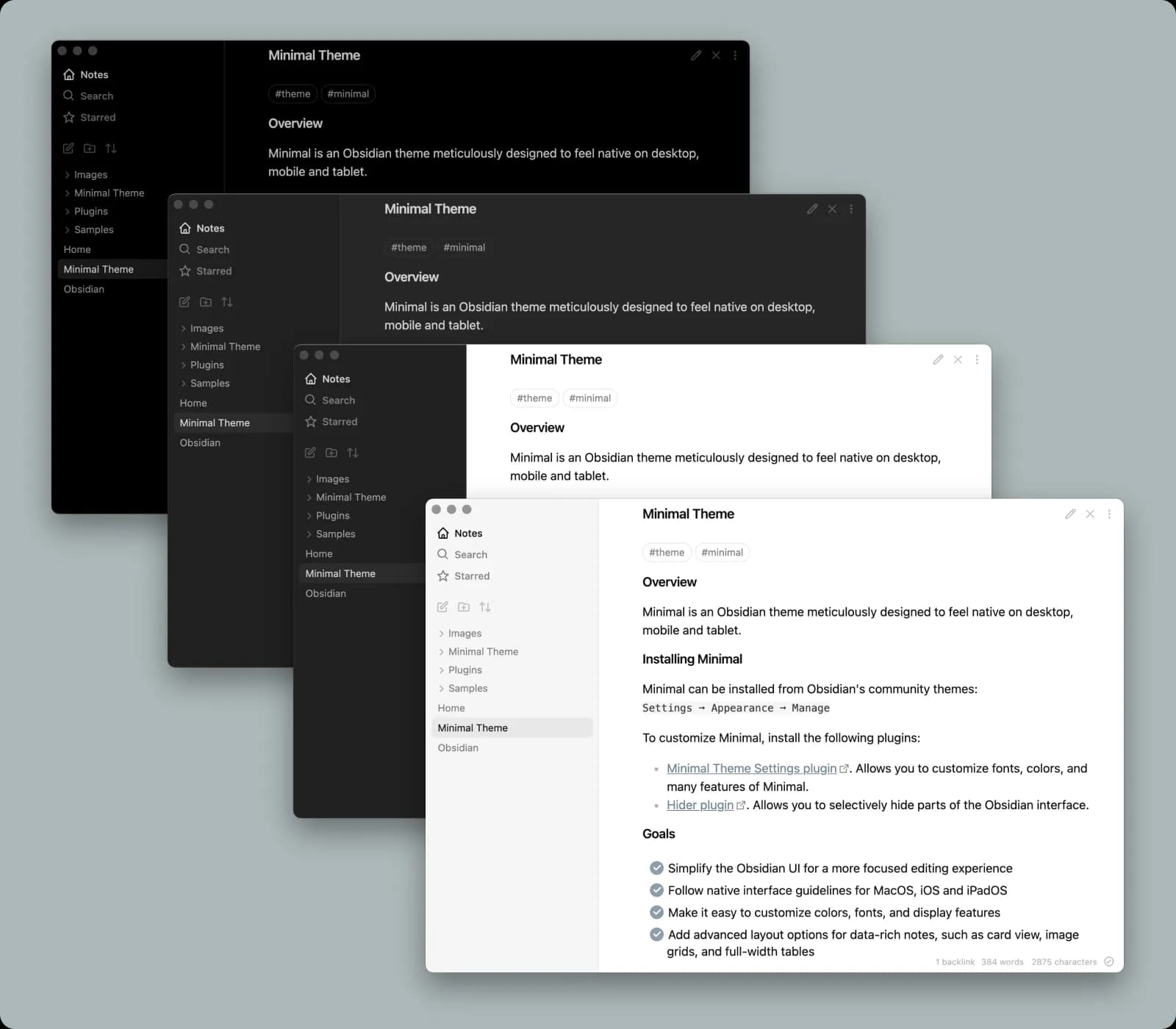 Minimal Theme Settings screenshot