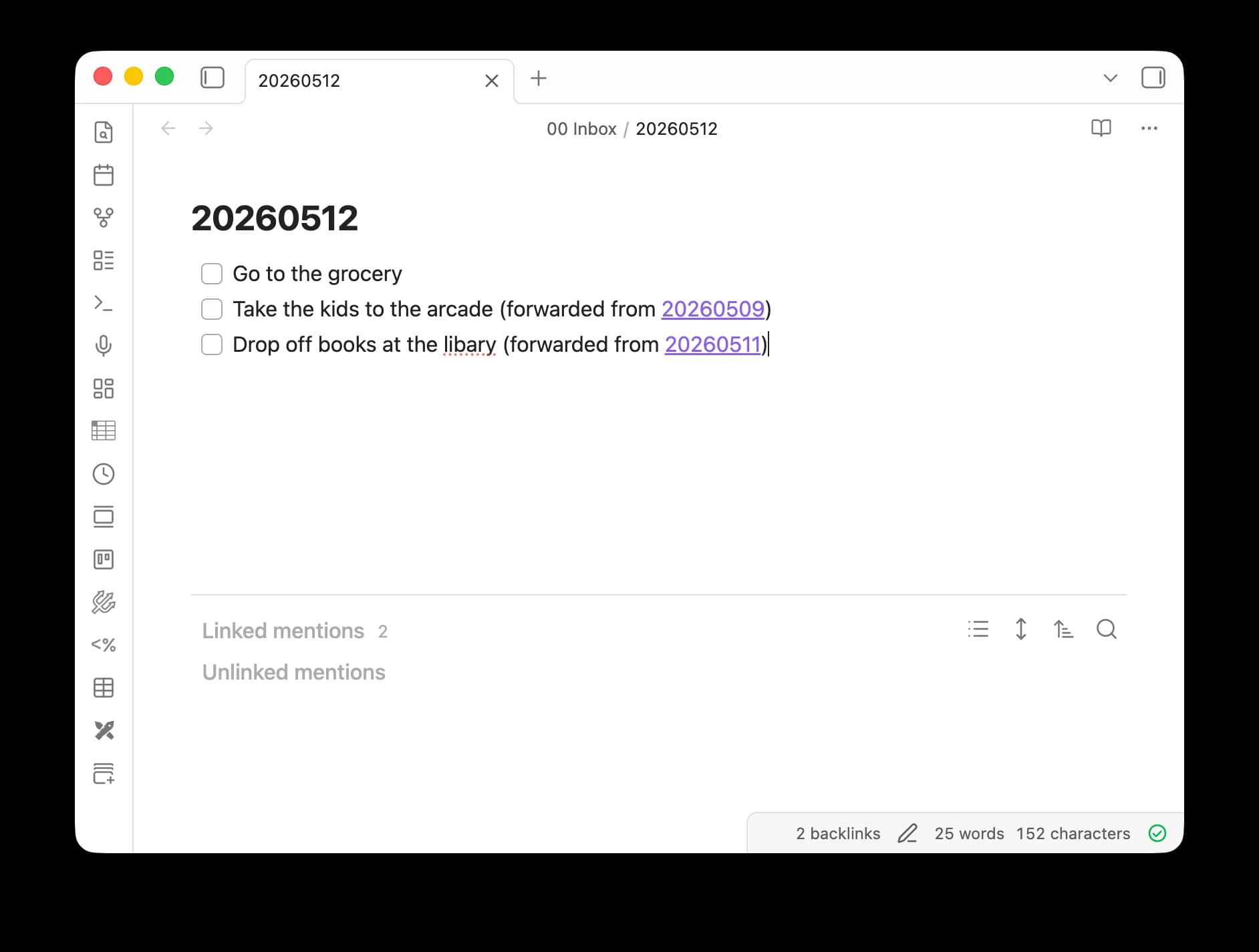 Rollover Daily Todos with Context screenshot