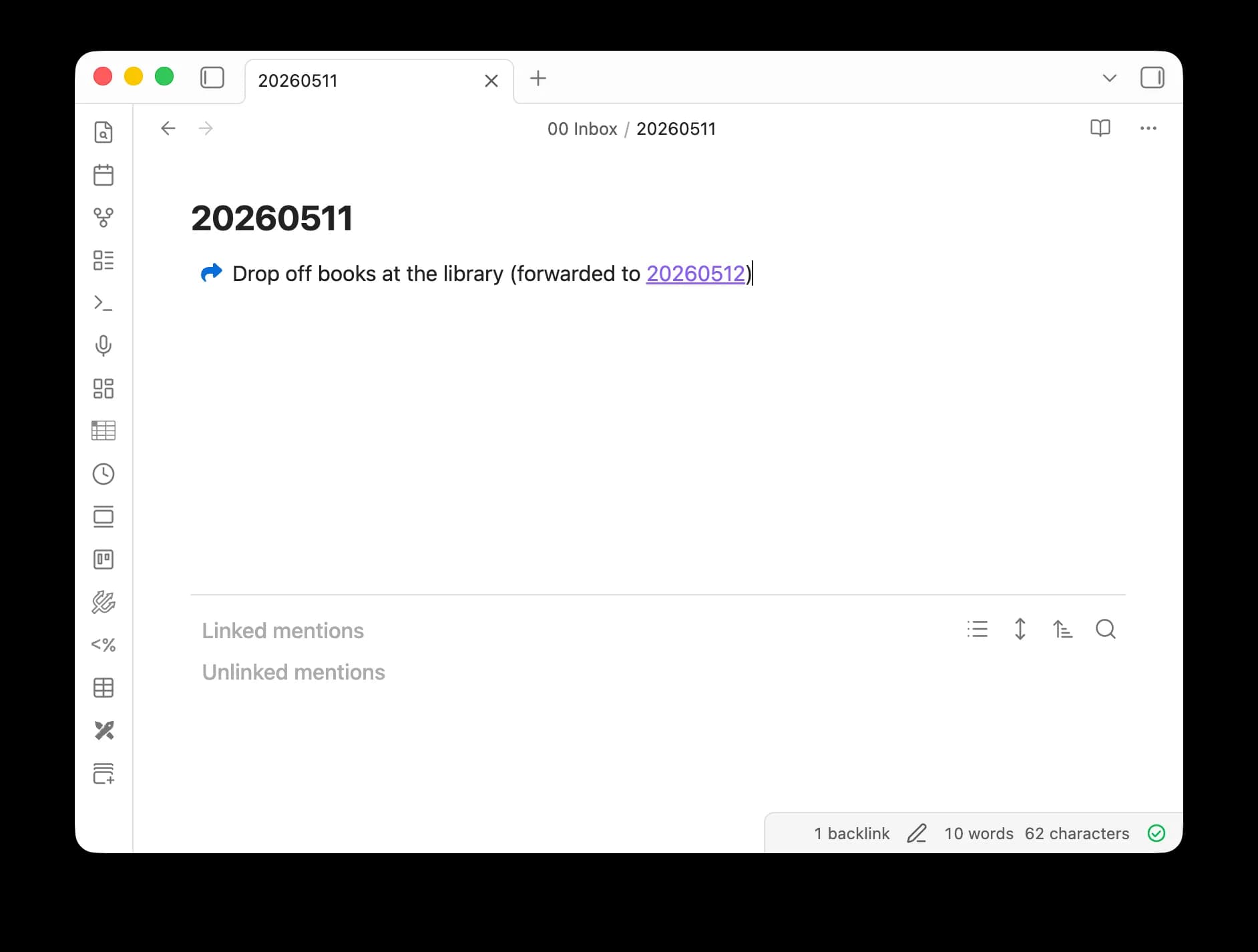 Rollover Daily Todos with Context screenshot