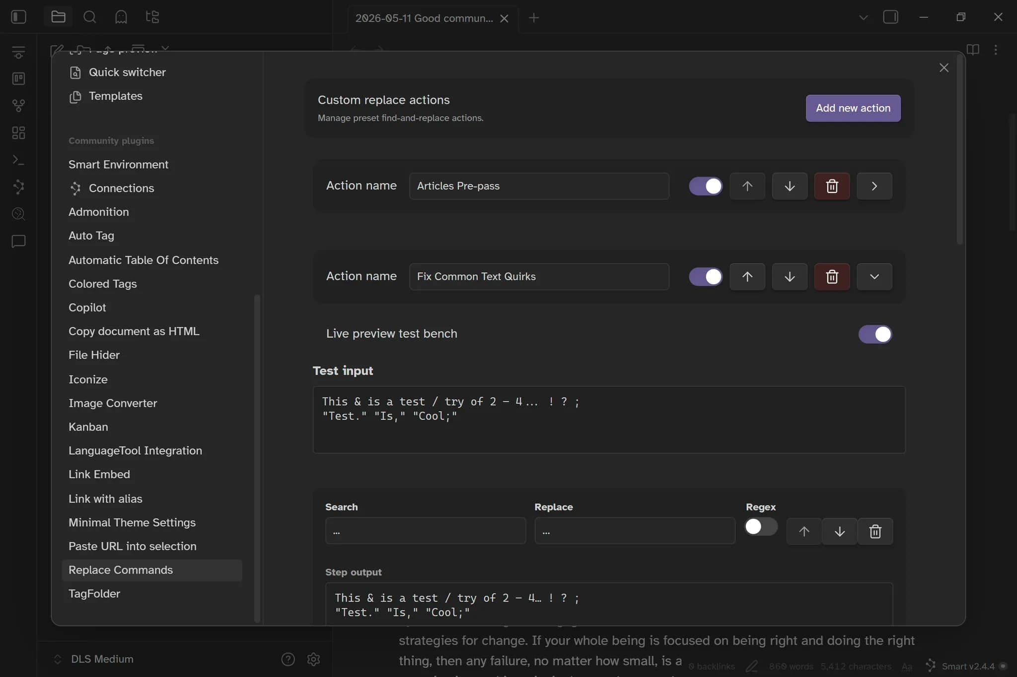 Replace Commands screenshot