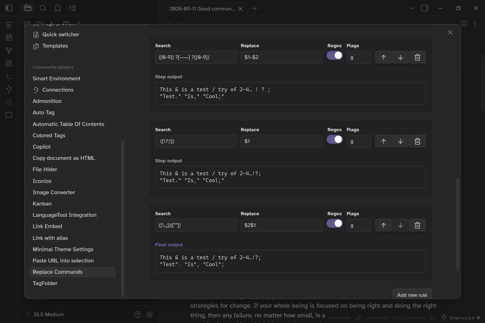 Replace Commands screenshot