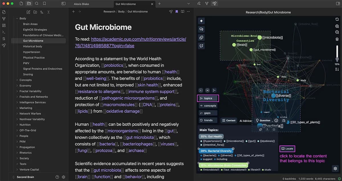 InfraNodus AI Graph View screenshot