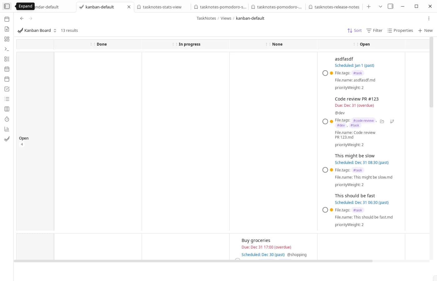 TaskNotes screenshot