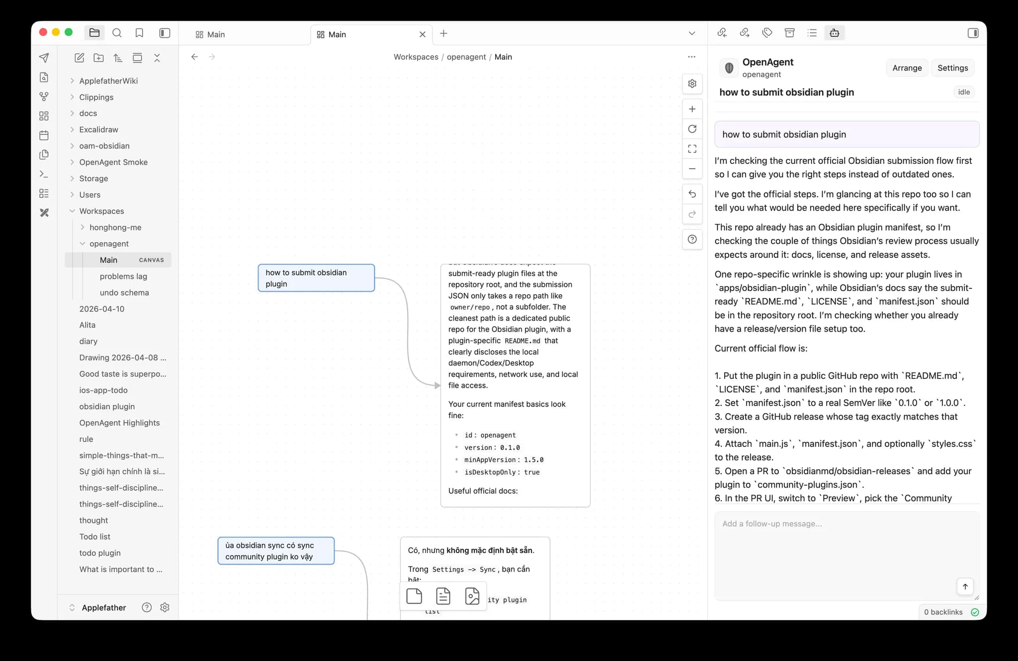 OpenAgent Canvas screenshot