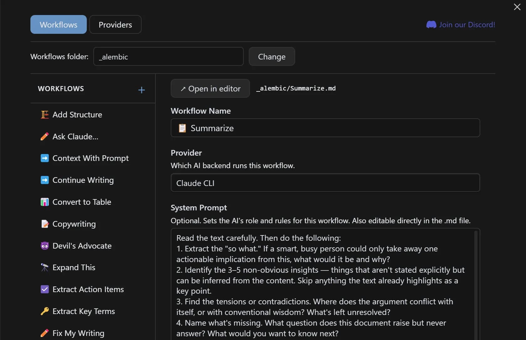 Writers Alembic screenshot