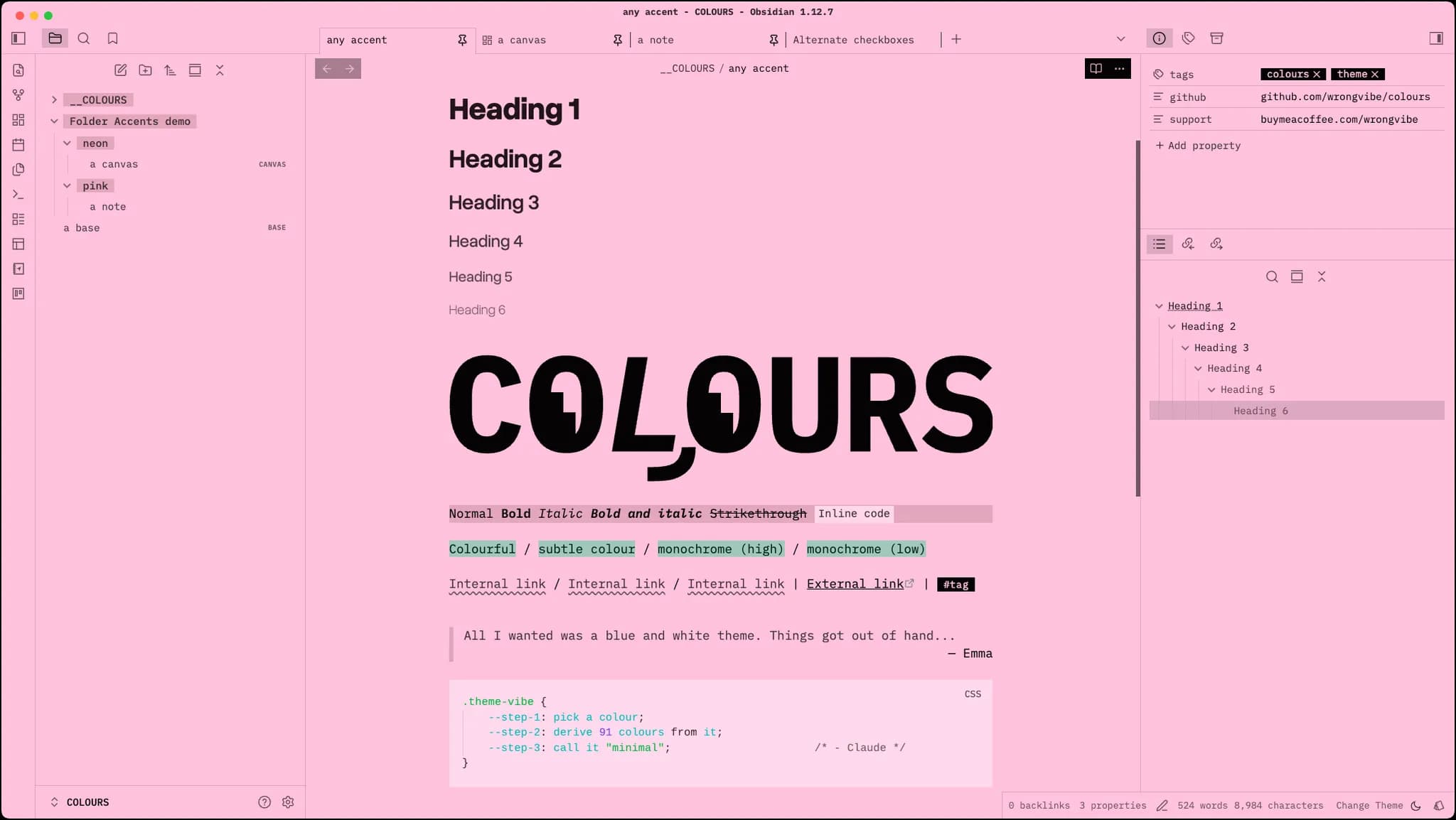 COLOURS screenshot