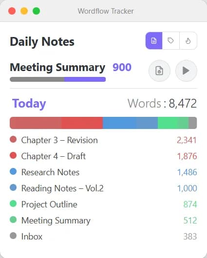 Wordflow Tracker screenshot